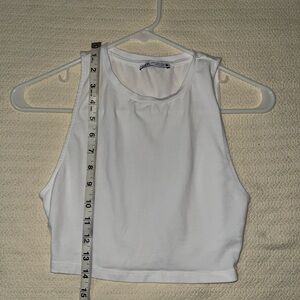 Zara White Cropped Tank Top
